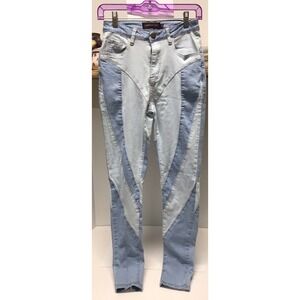 Purple Candy Womens Jeans Wave Color‎ Block Skinny Denim Pants Size Small